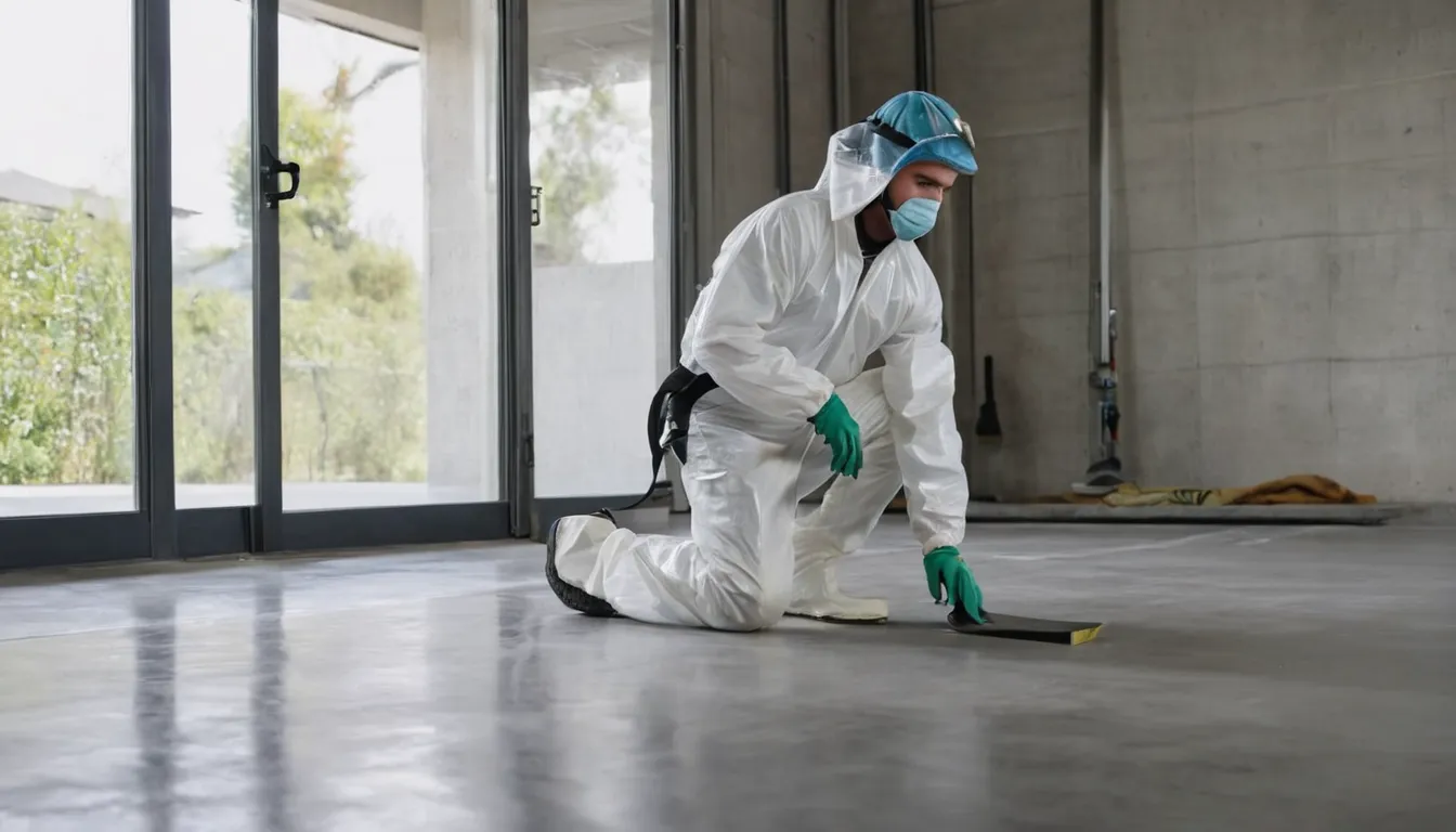 A provider rolling coating onto a concrete floor near Millbrook