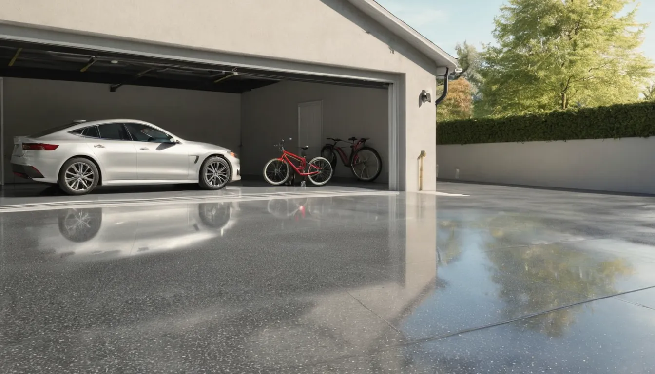 A freshly coated garage floor in a home in Millbrook